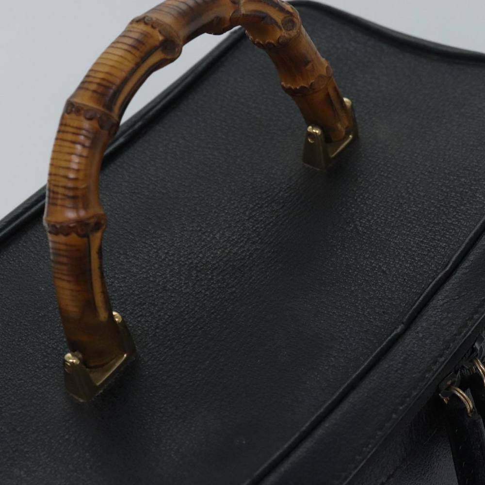 GUCCI Bamboo Vanity Hand Bag Leather 2way Black 013 2122 2491 Auth ar12149 - Picture 6 of 16